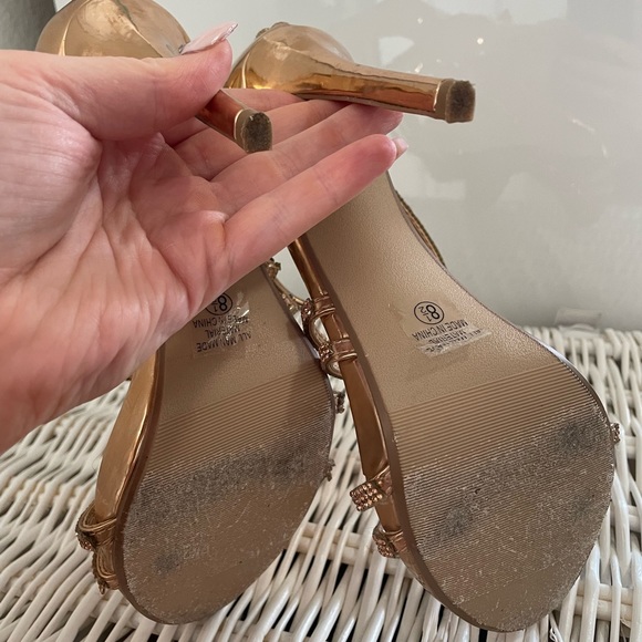Rose Gold Sequins Strap Heels - Picture 4 of 5